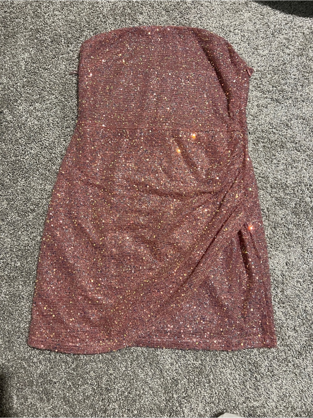 Pink Lily Dusty Rose Sequin Strapless Dress